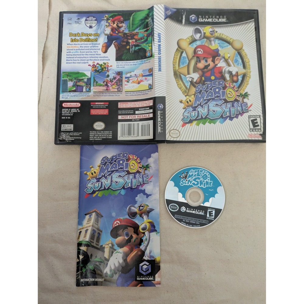 Super Mario Sunshine Nintendo GameCube Not For Resale CIB DOL-GMSE-USA